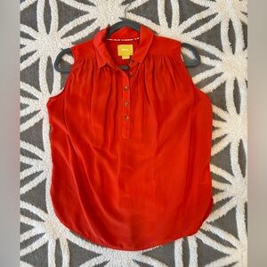 Anthropologie Maeve orange silk top XS